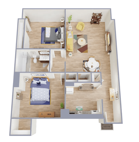 Floor plan for 2 beds, 1 bath, 1715 sqft